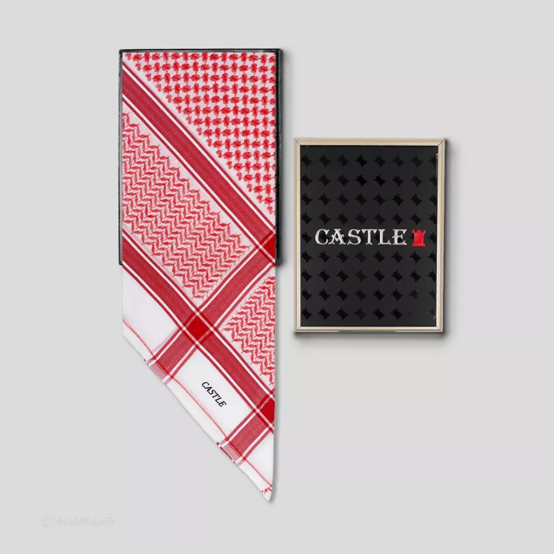 شماغ كاستل أحمر كلاسيك 1142 من ماركة CASTIL - أكسيك Axeek