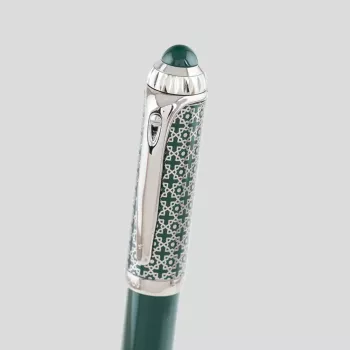 قلم الدهنج فضي أخضر نقشة D1033
