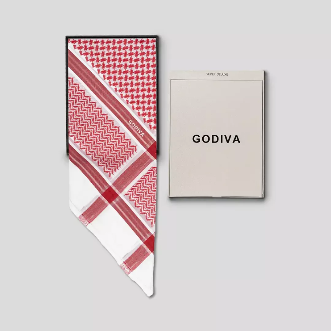 شماغ جوديفيا الأحمر نقشة مميزة من ماركة Godiva - أكسيك Axeek