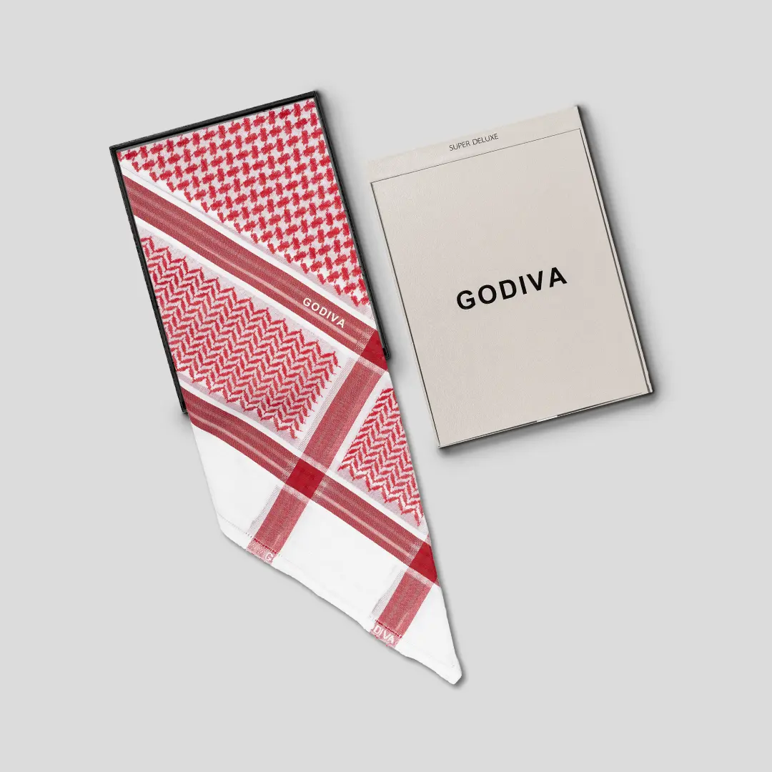 شماغ جوديفيا الأحمر نقشة مميزة من ماركة Godiva - أكسيك Axeek
