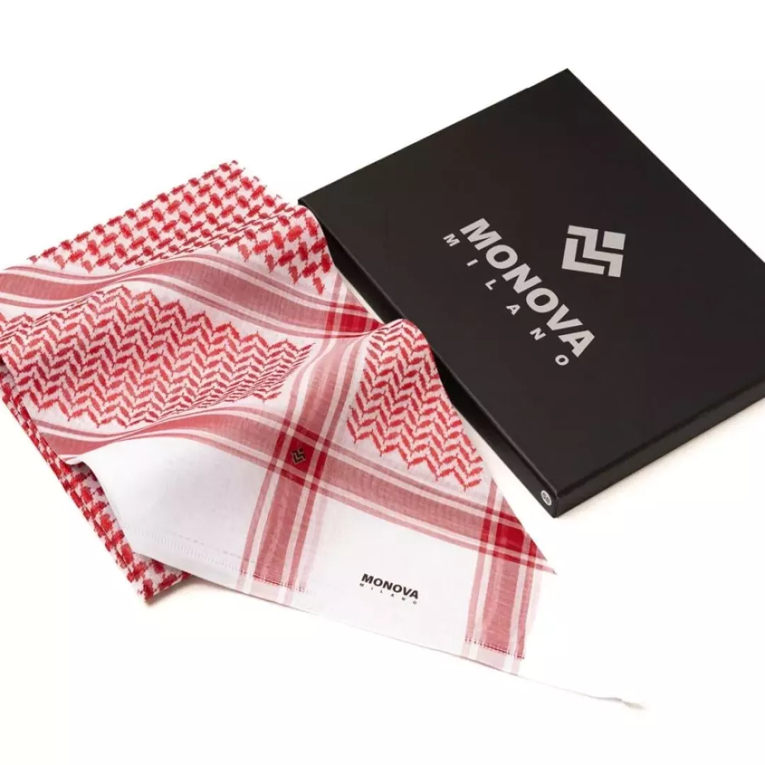 شماغ منوفا احمر كلاسيك ايطالي من ماركة monova - أكسيك Axeek
