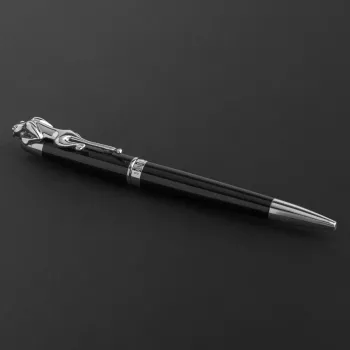 طقم قلم وكبك فضي اسود ماركة الدهنج D8022BS