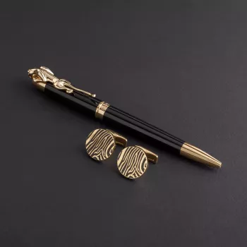 طقم قلم وكبك اسود ذهبي ماركة الدهنج D8022BG