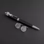 طقم قلم وكبك فضي اسود ماركة الدهنج D8022BS