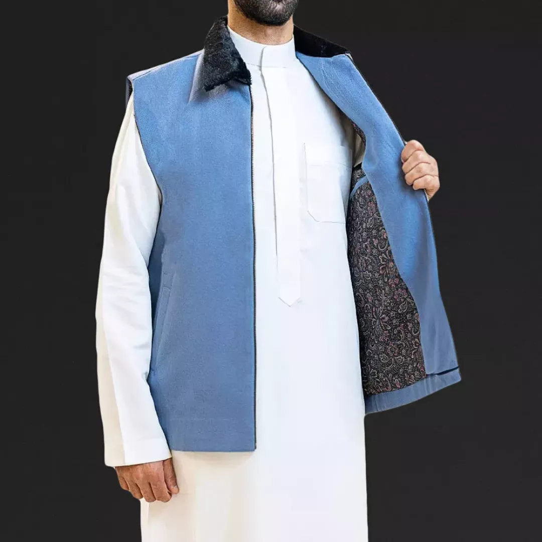 سديري جوخ رجالي ازرق فاتح H02 من ماركة SHLTA - أكسيك Axeek
