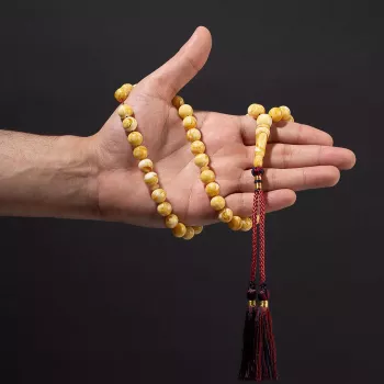 سبحة فخمة بكلايت اصفر معرق مع كركوشة 3K10